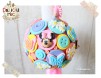 Lumanari botez "Minnie Mouse" cu floricele si fluturi multicolori