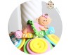 Marturie de botez magnet "Smiley Baby Girl" fetita cu tutu verde personalizata cu numele 