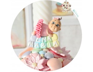 Marturie de botez magnet "Cute Baby Girl" fetita cu tutu roz personalizata cu numele 