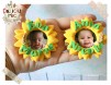 Marturie magnet rama foto Floarea Soarelui, personalizata cu numele bebelusului