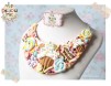 Set Colier Delicios - felii de tort, cupcake-uri si acadele multicolore si cercei cupcake