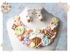 Set Colier Delicios - felii de tort, cupcake-uri si acadele multicolore si cercei cupcake