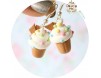 Set Colier Delicios - felii de tort, cupcake-uri si acadele multicolore si cercei cupcake