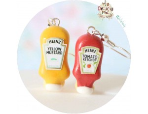 Cercei sticla de sos Ketchup & Mustar