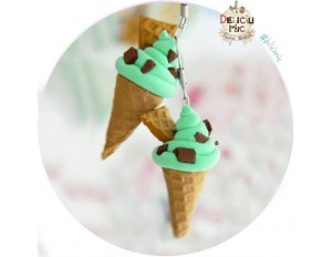 Cercei  inghetata "Verde-menta & chocolate chips"