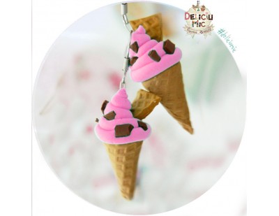 Cercei handmade inghetata "Strawberry ice-cream & chocolate chips"